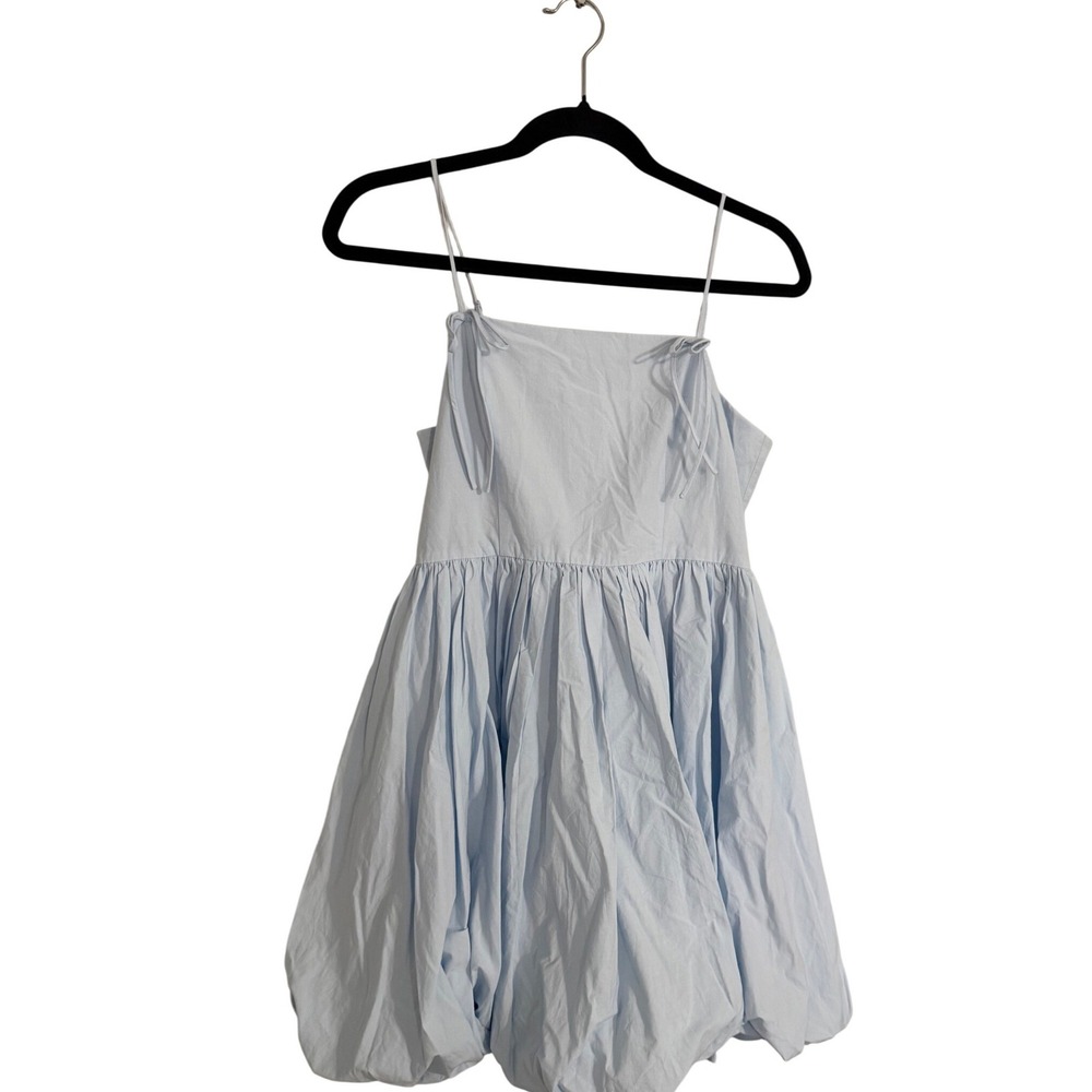 Urban Revivo Spring Light Blue Bubble Hem Mini Dress Tie Strap Babydoll US 6 NEW